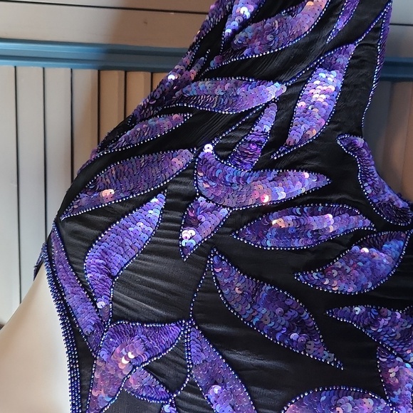 Vintage Black and Purple Sequin Top - Picture 7 of 12